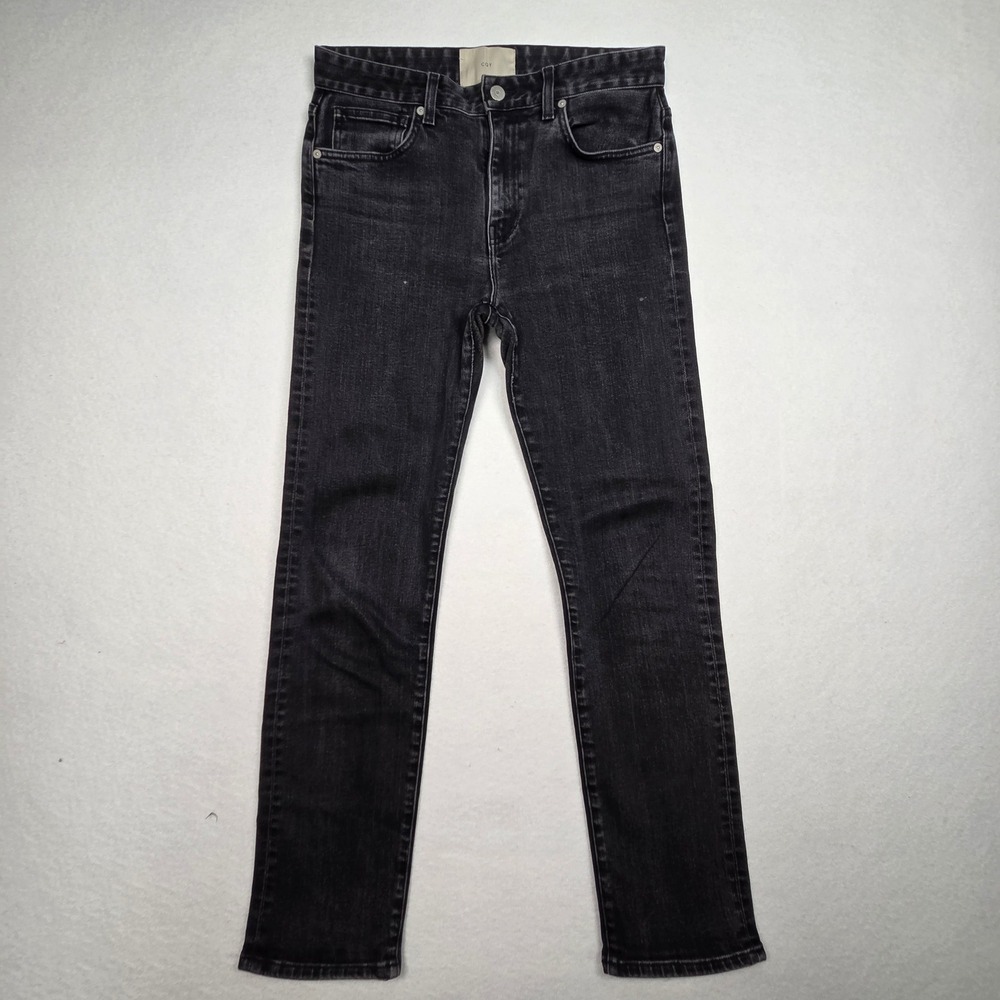 CQY Slim Straight Selvedge Jeans Mens 28 Black Washed Stretch‎ Denim USA Premium